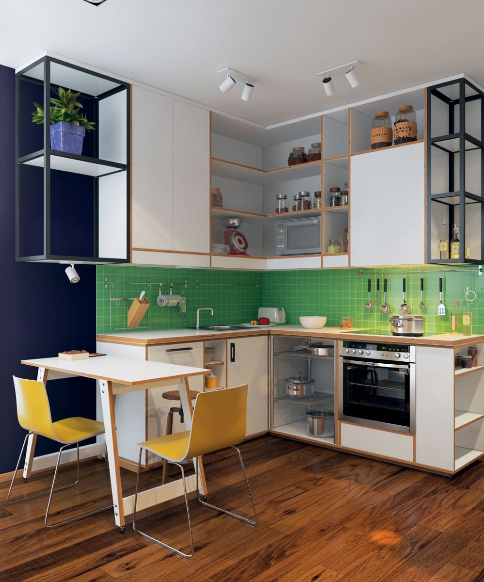 Использование зеленого цвета для оформления кухонного фартука - поможет освежить интерьер, став его изюминкой, притягивающей взгляд