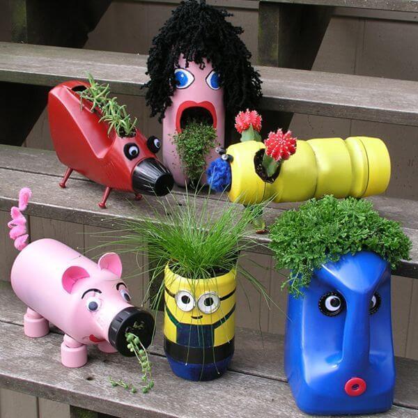 Горшки и вазы для цветов в виде веселых персонажей 