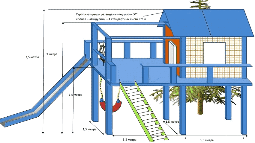Игровой домик Бормио XL (D-01.01.01 180 x 124 х 183) Без покраски