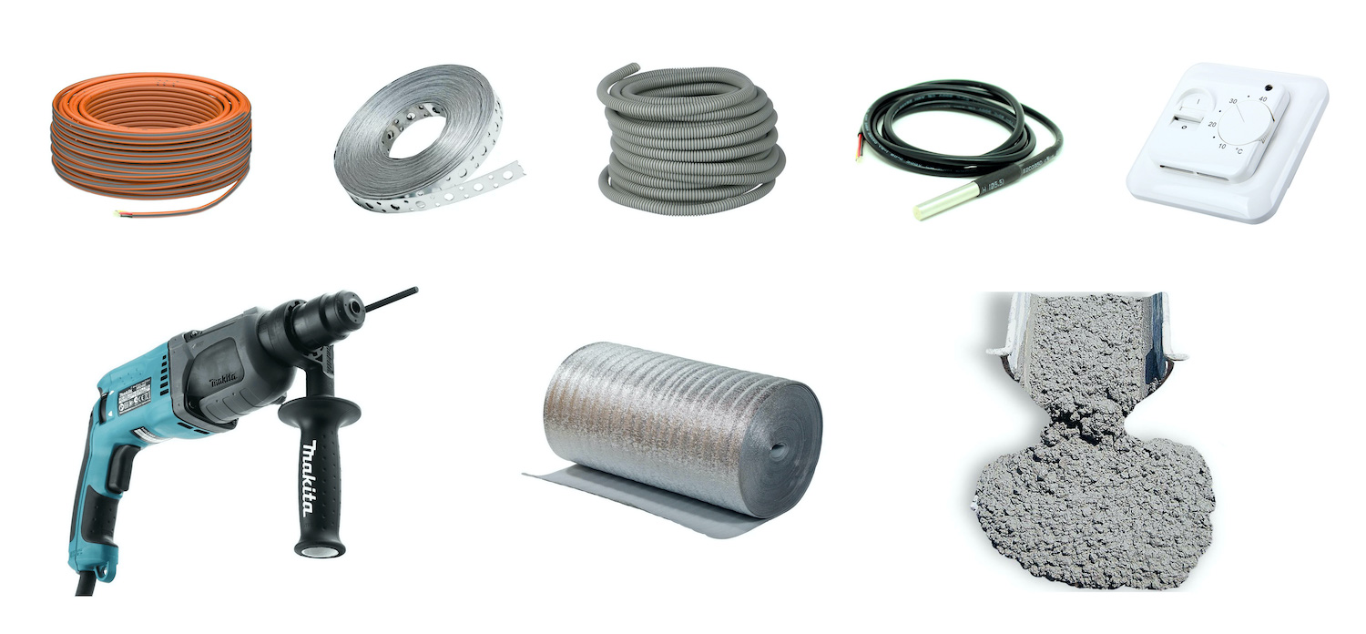 Материалы и инструменты которые потребуются для монтажа электрического теплого пола в бане